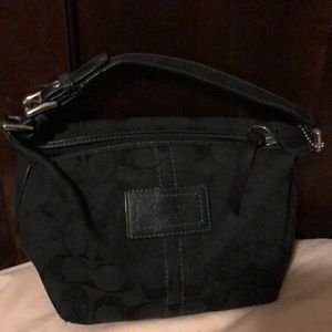 Black Signature Coach Bag with Blue Lining